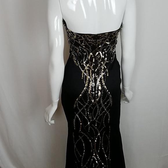 Deb Dresses & Skirts - Deb Full Length Beaded Black Strapless Dress Gown